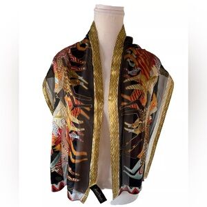 LAUREL BURCH AUTHENTIC DESIGN SEQUINED MYTHICAL  HORSE 100% SILK SCARF  52x10”